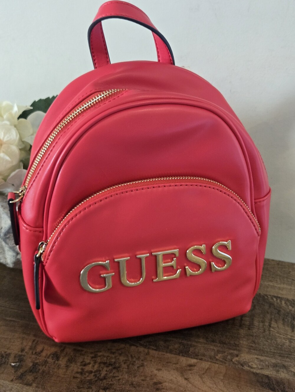 Guess Red Leather Mini Backpack